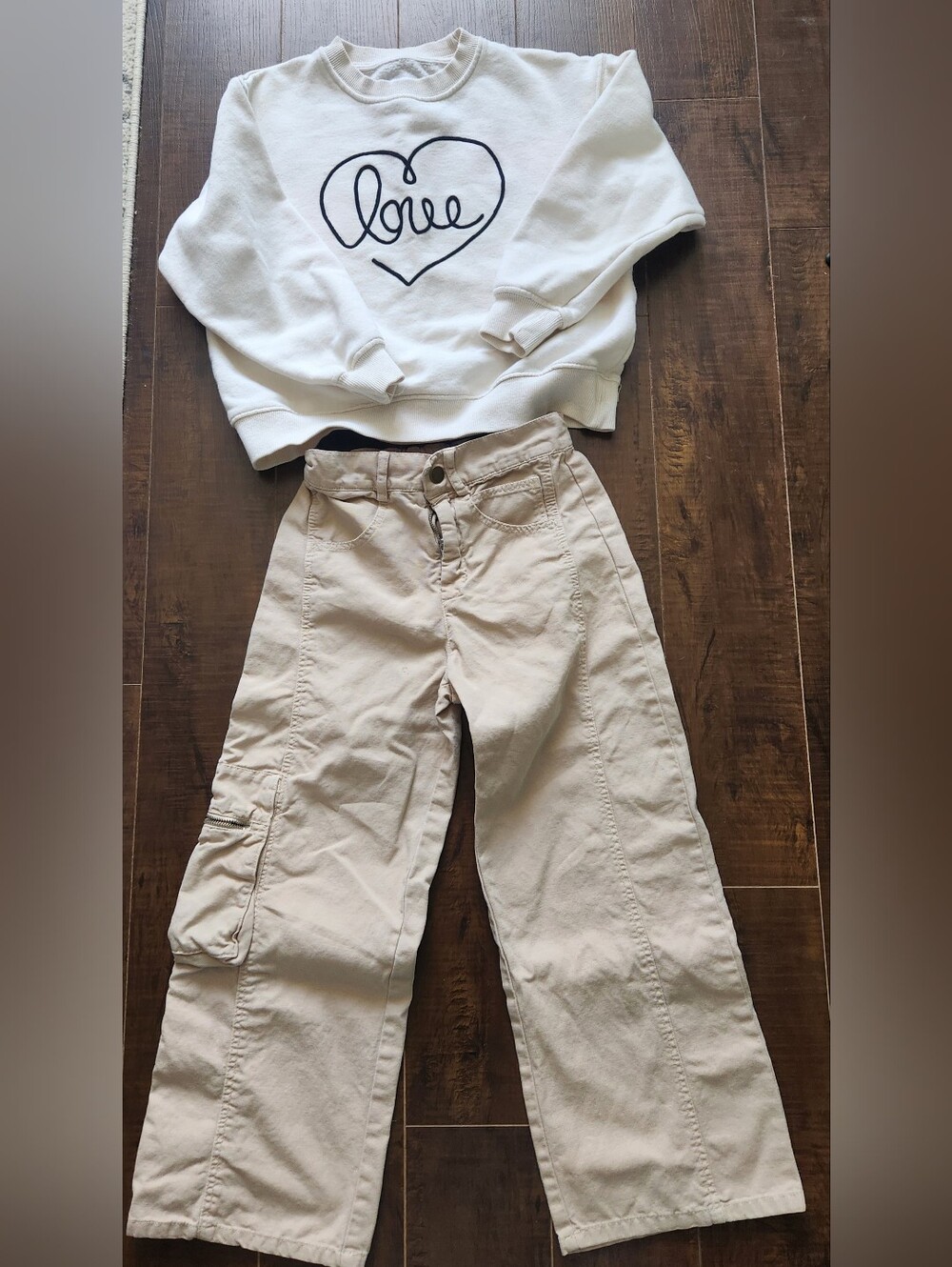 Zara Kids Beige Cargo Jeans & Sweater